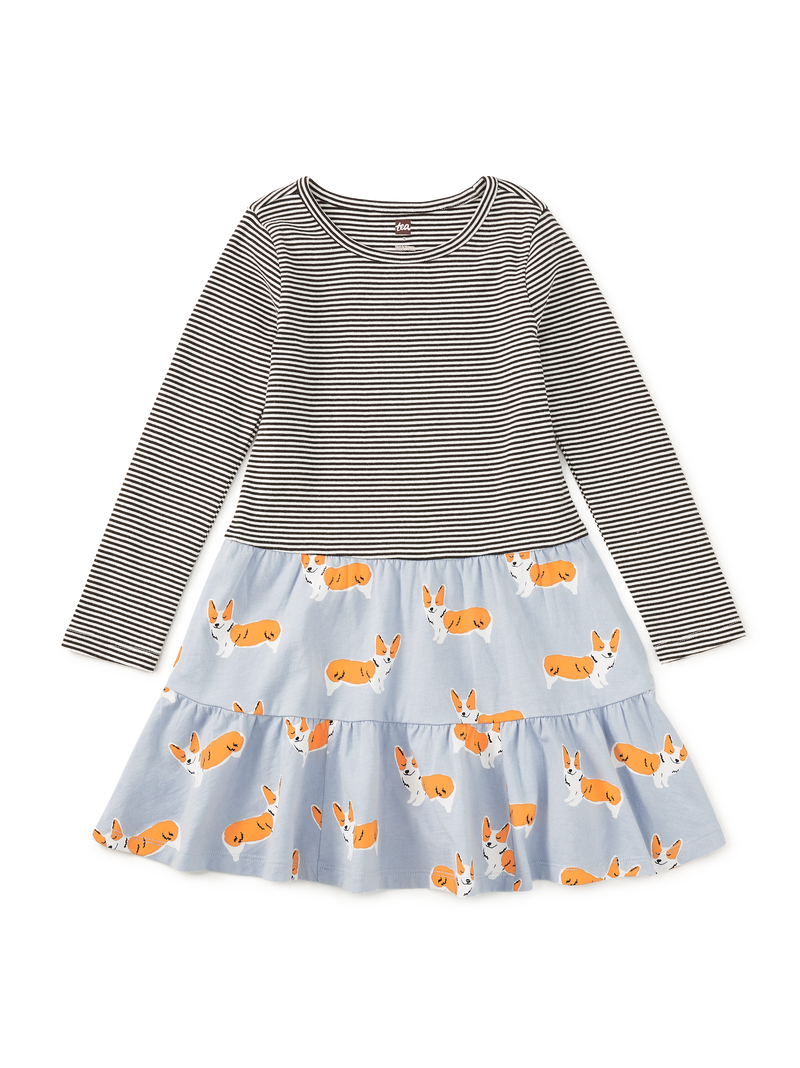 Tiered Skirted Twirl Dress in Cutie Corgis - View 1