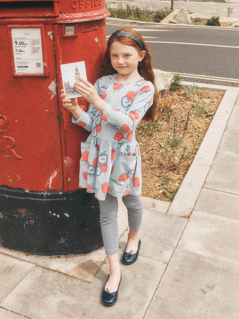 Long Sleeve Pocket Dress in Tossed Apples - View 2