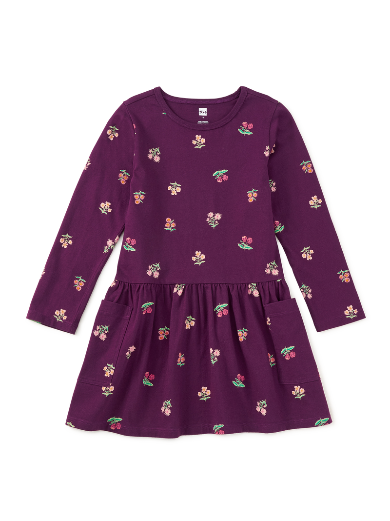 Long Sleeve Pocket Dress in Midnight Posy - View 1