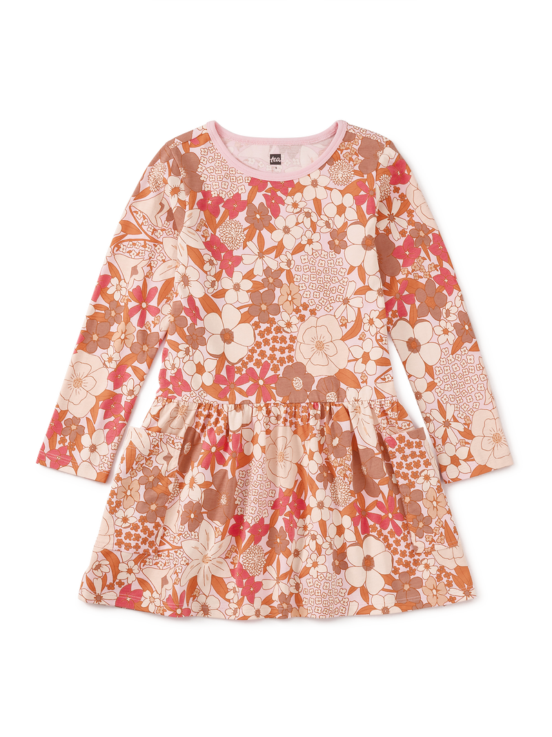 Long Sleeve Pocket Dress in Tonal Chelsea Garden Floral - View 1