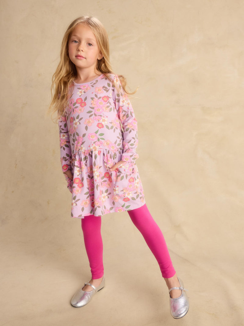 Long Sleeve Pocket Dress in Rosa Canina - View 2