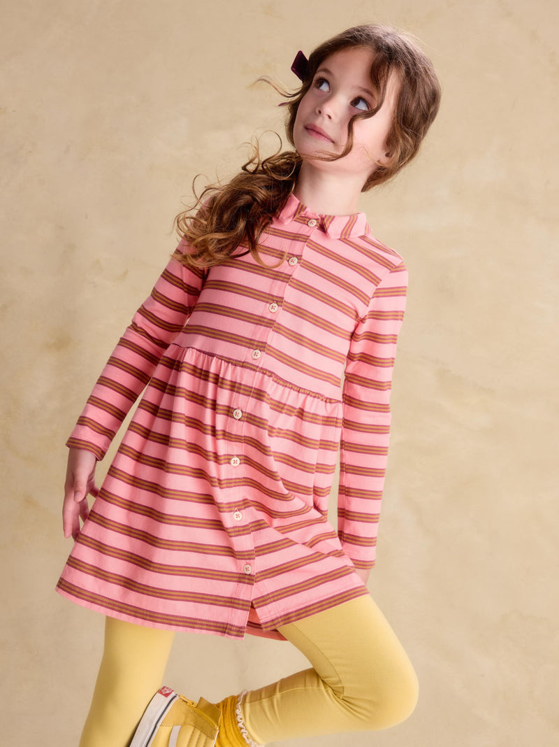 Collared Long Sleeve Shirtdres in Sachet Pink - View 2