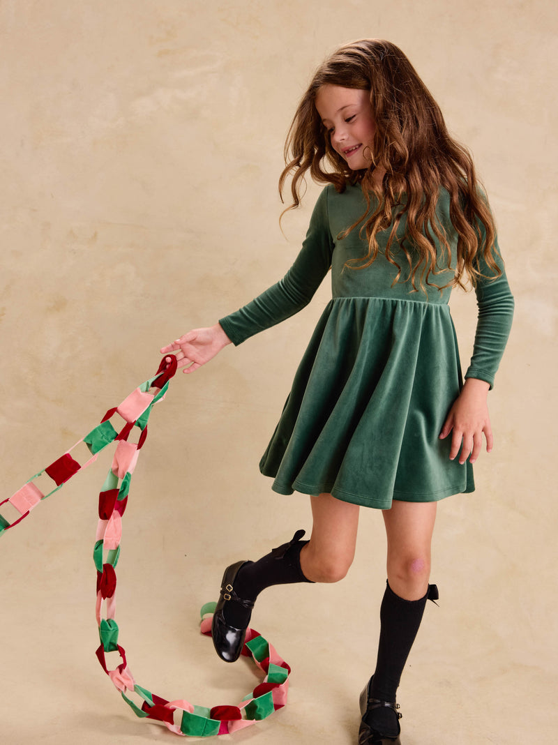 Velour Ballet Dress in Pineneedle - View 2