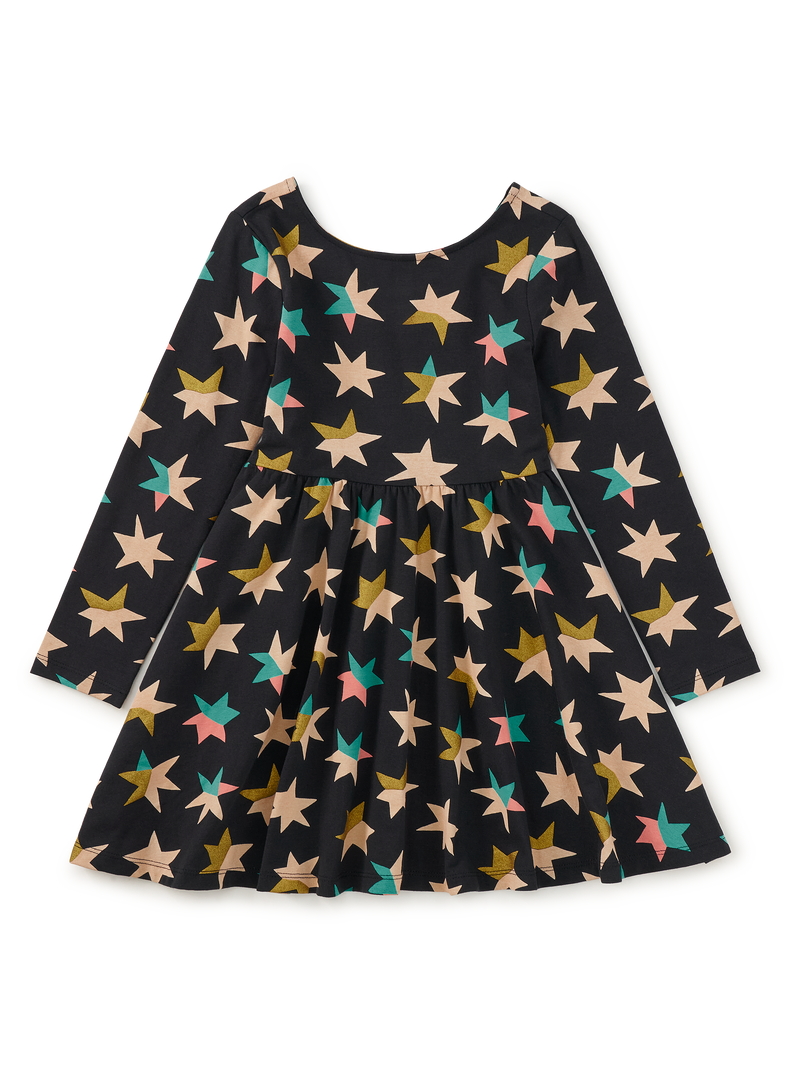 Printed Ballet Dress in Colorblock Metallic Stars - View 2