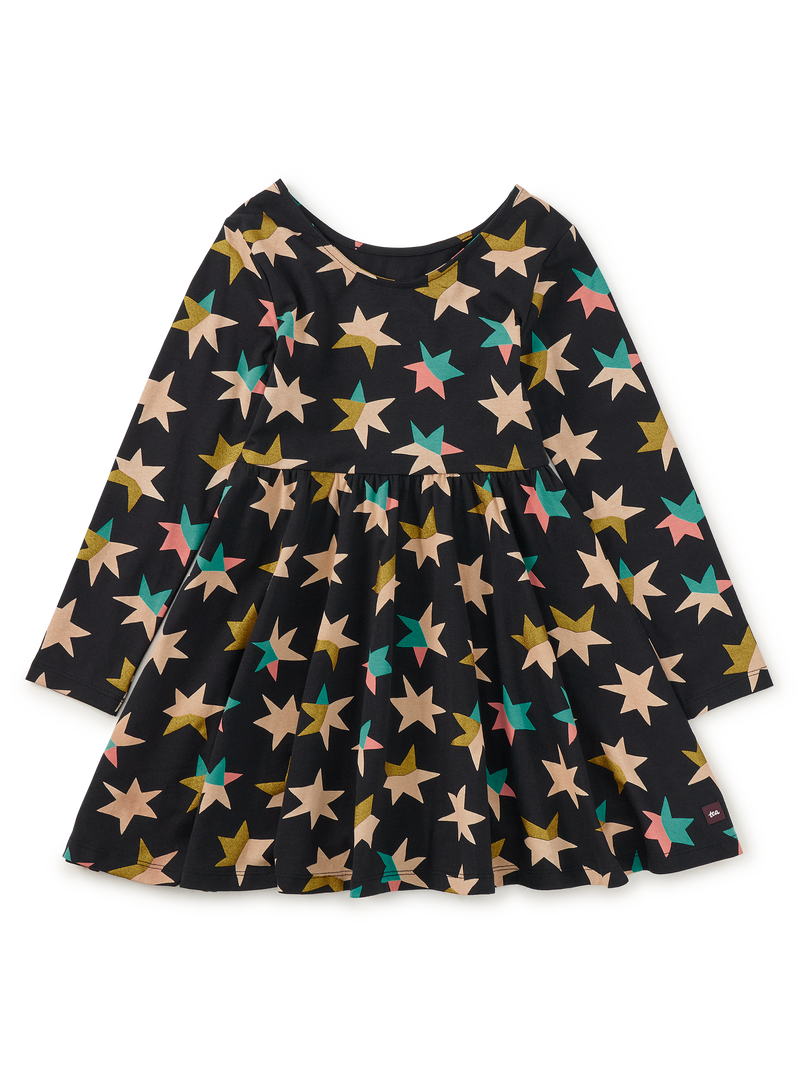 Printed Ballet Dress in Colorblock Metallic Stars - View 1