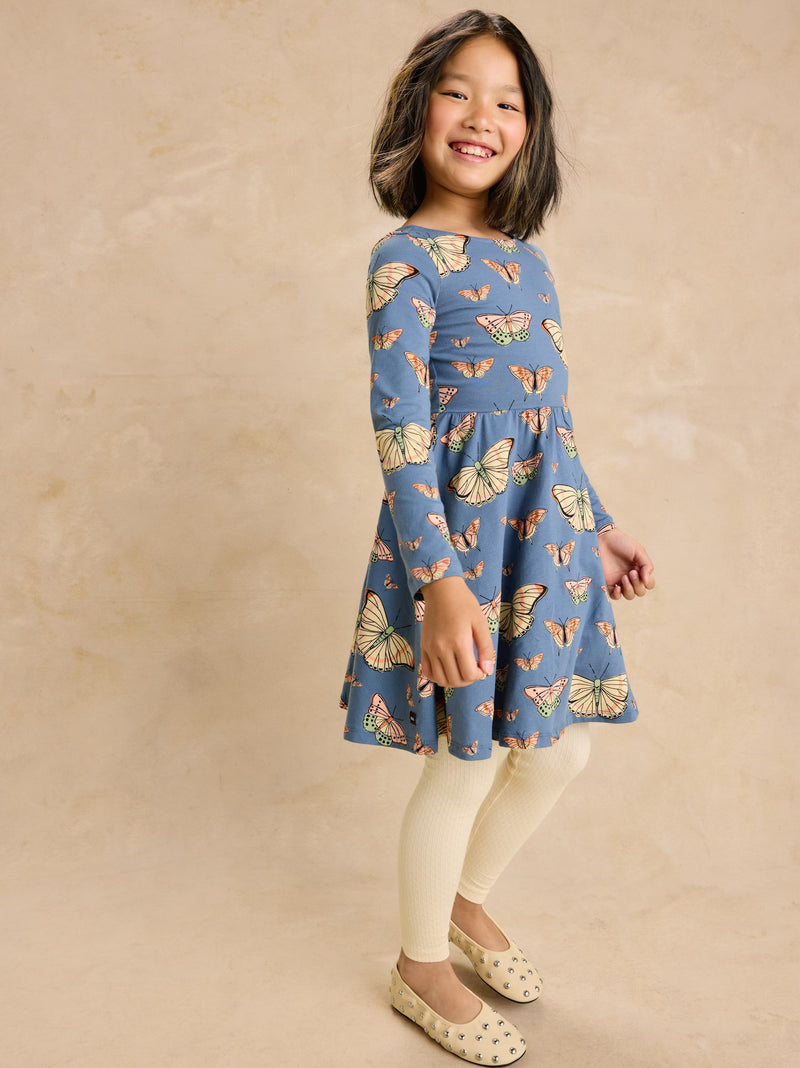 Printed Ballet Dress in Skyfield Butterflies - View 2