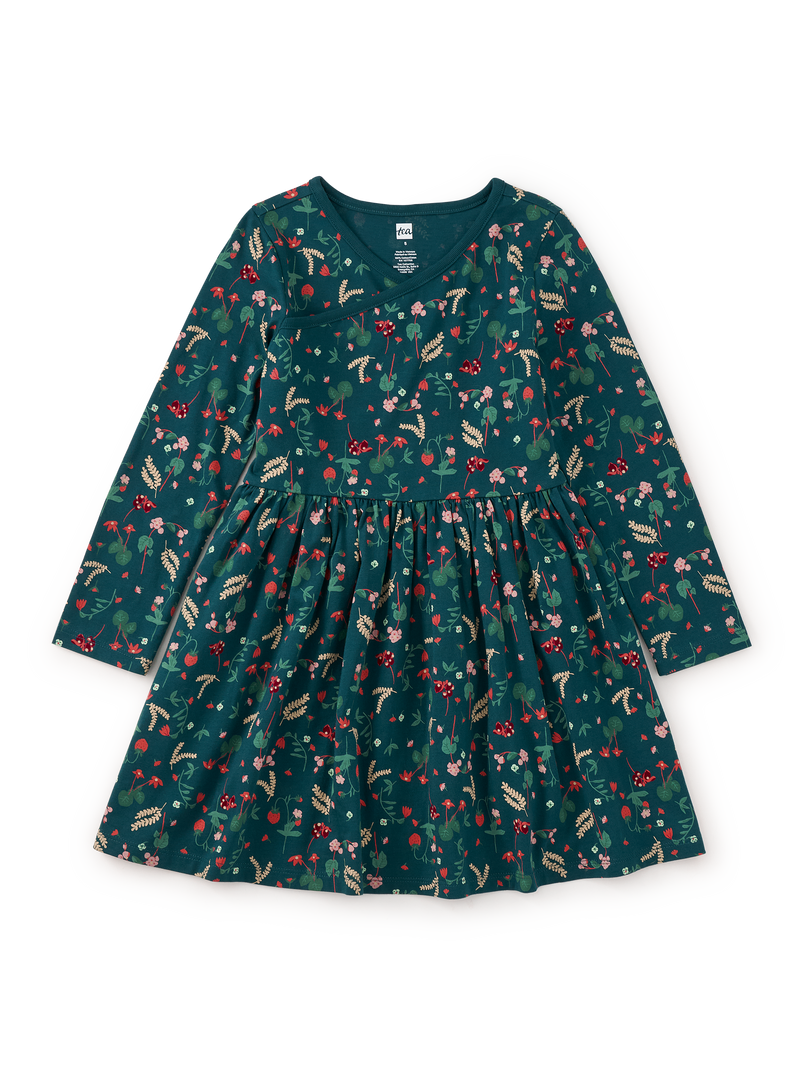 Long Sleeve Wrap Neck Dress in Fresa Floral - View 1