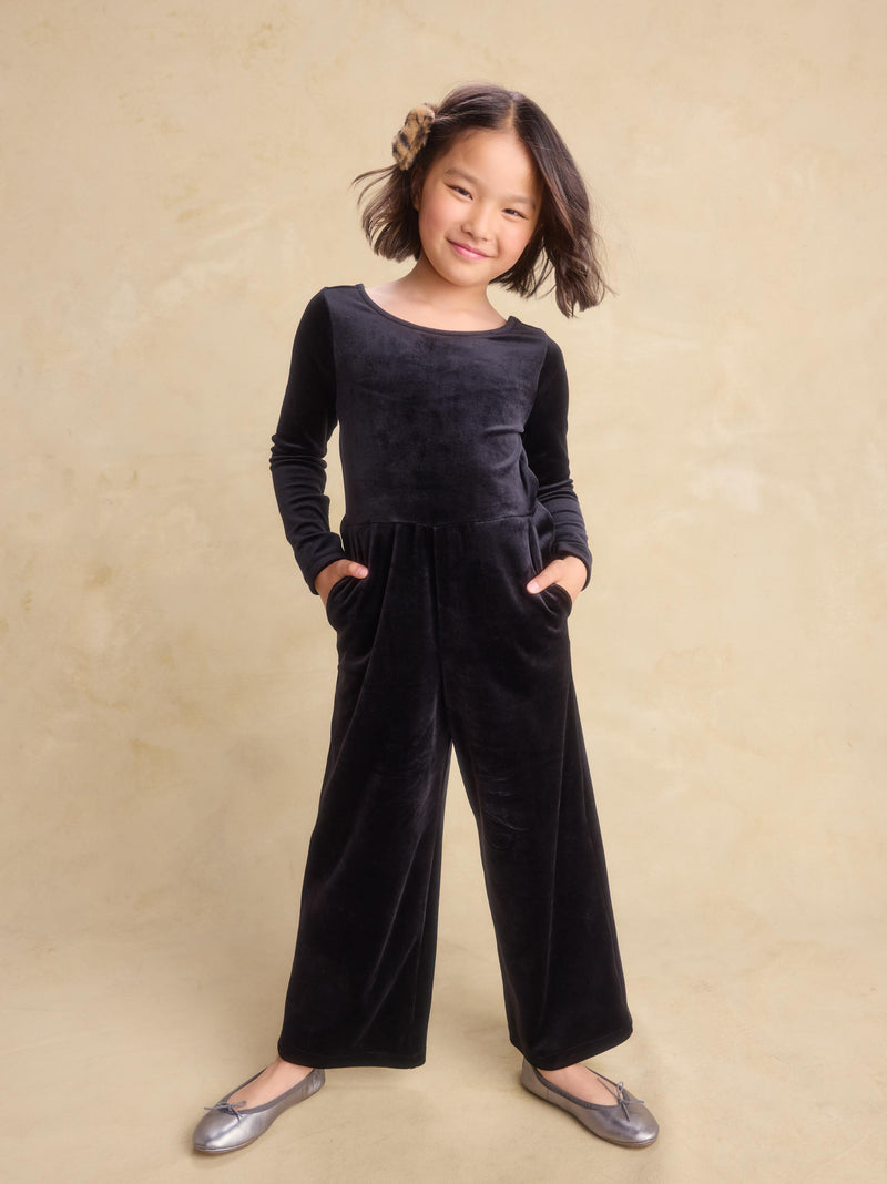 Just For Kicks Velour Jumpsuit in Jet Black - View 2