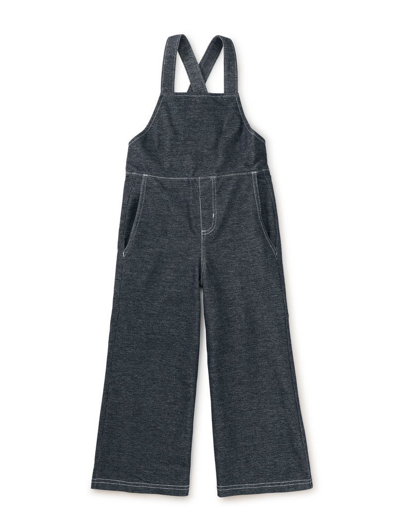 Wide Leg Denim-Like Overalls in Indigo - View 1