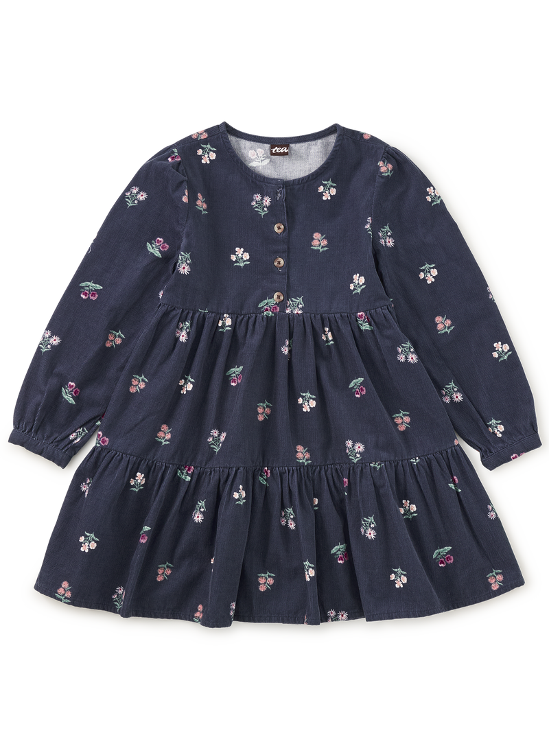 Corduroy Henley Shirtdress in Midnight Posy - View 1
