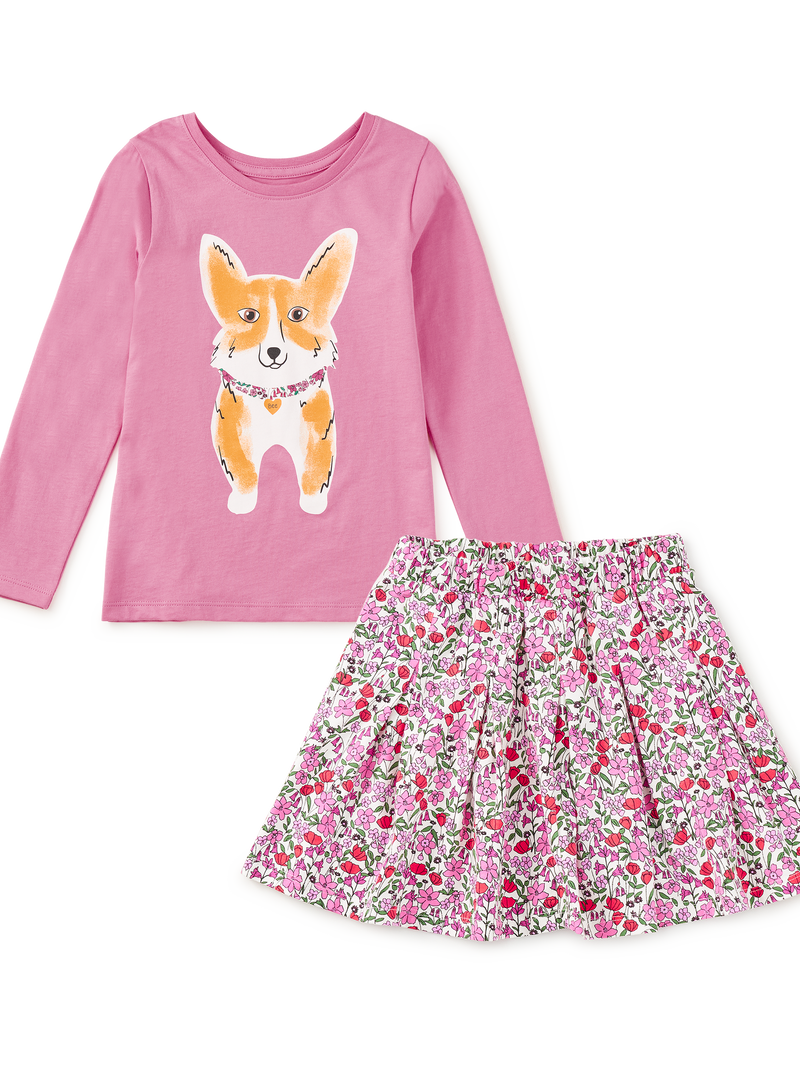Corgi &amp; Flowers 2-Piece Set in 3-6M - View 1
