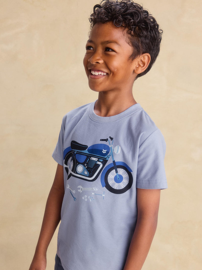 Café Racer Graphic Tee in Seal Grey - View 2