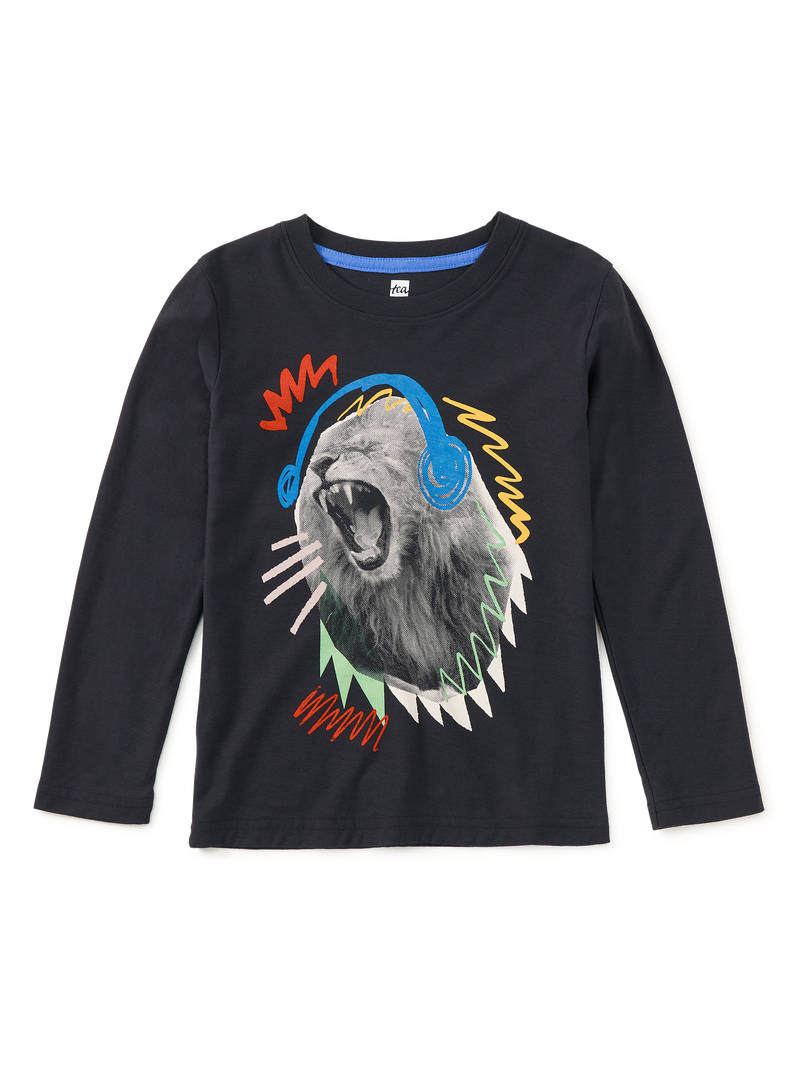 Roaring Beats Lion Graphic Tee in Jet Black - View 1
