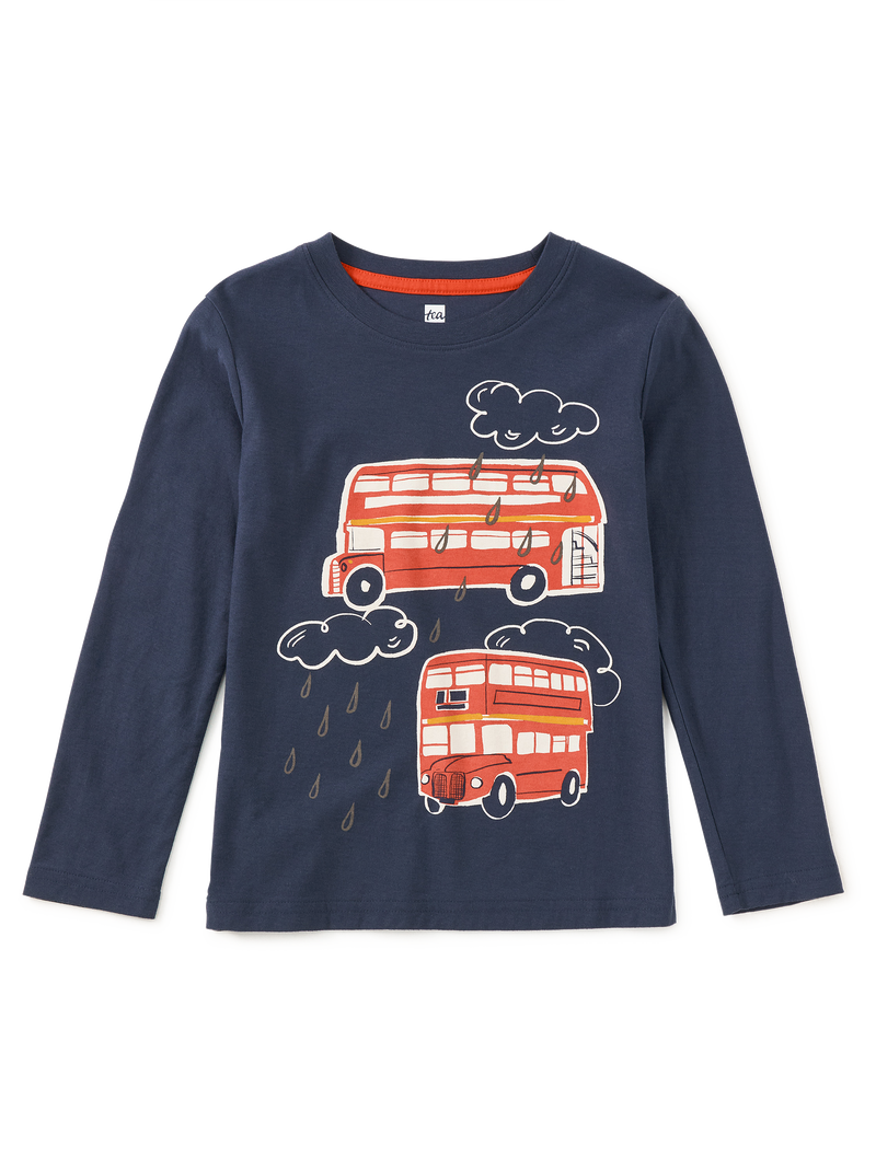 Double Decker Bus Graphic Tee in Indigo - View 1