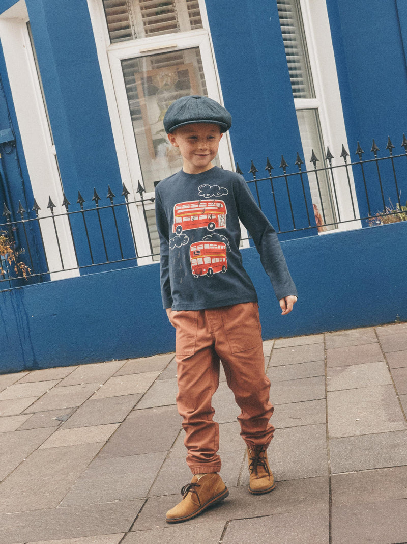 Double Decker Bus Graphic Tee in Indigo - View 2