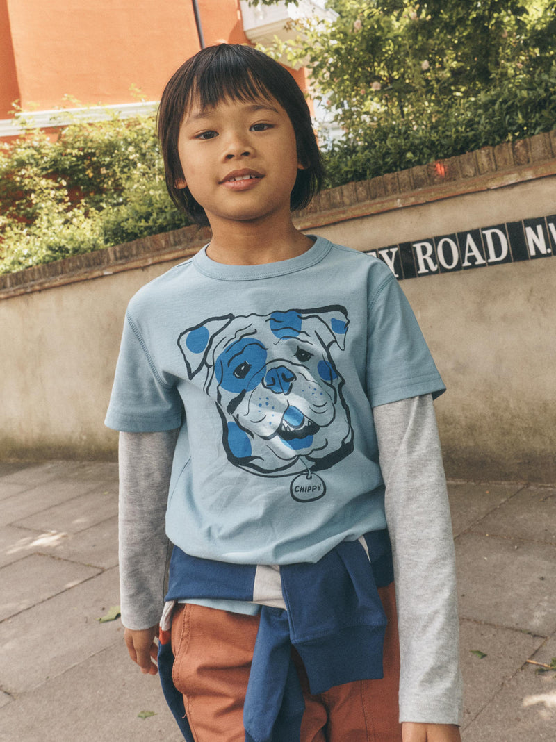 Chippy the Bulldog Layered Tee in Cloud - View 2