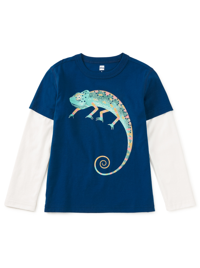 Cool Chameleon Layered Tee in Ascot Blue - View 1