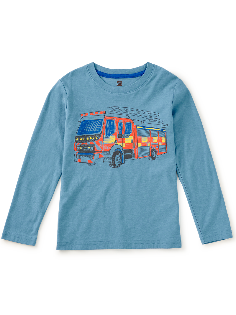 Fire Brigade Graphic Tee in Blue Tide - View 1