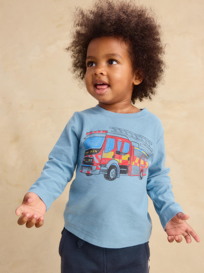 Fire Brigade Graphic Tee in Blue Tide - View 2