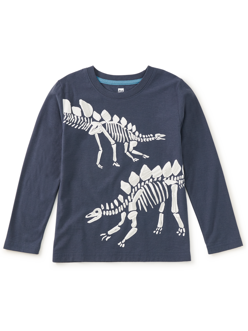 Fossil Stegosaurus Graphic Tee in Blue Ombre - View 1