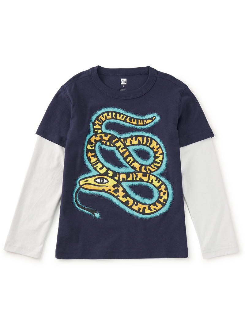 Electric Snake Layered Tee in Indigo - View 1
