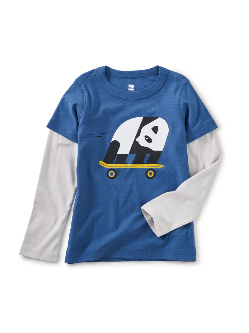 Skater Panda Layered Tee in Cobalt - View 1
