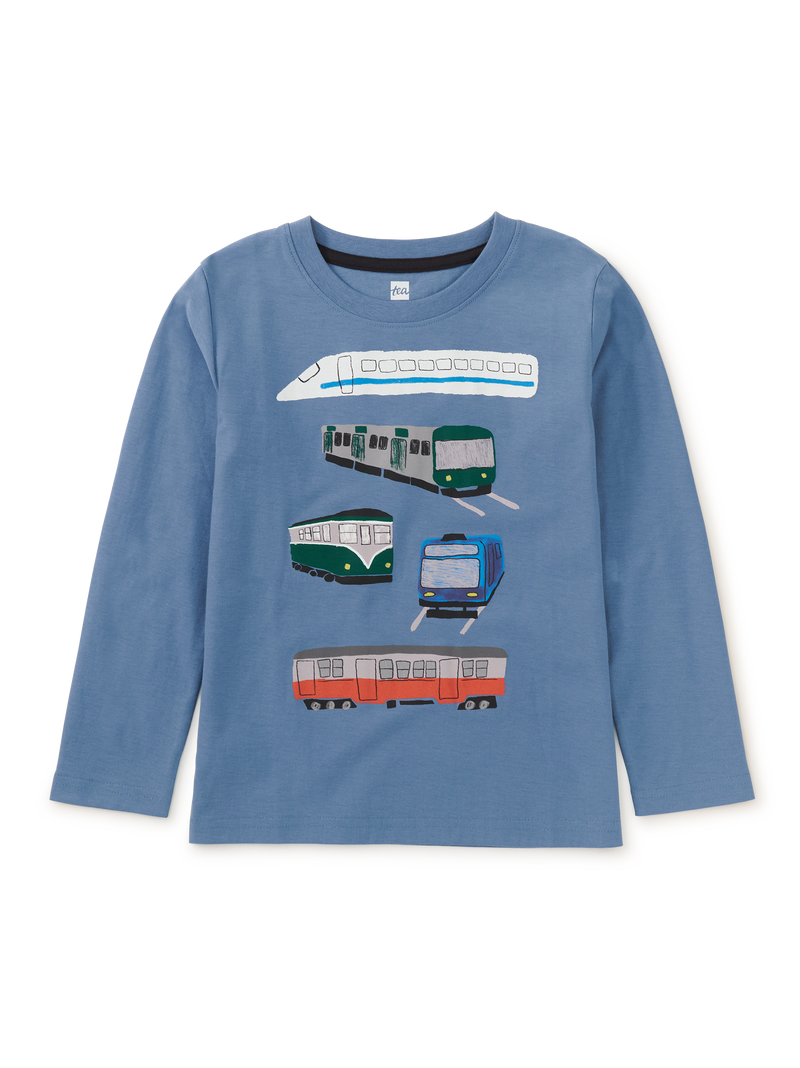 Trains Trains Trains Graphic T in Coronet Blue - View 1