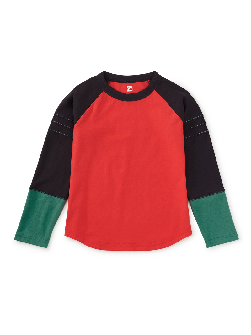 Explorer Colorblock Raglan Top in Scarlet - View 1