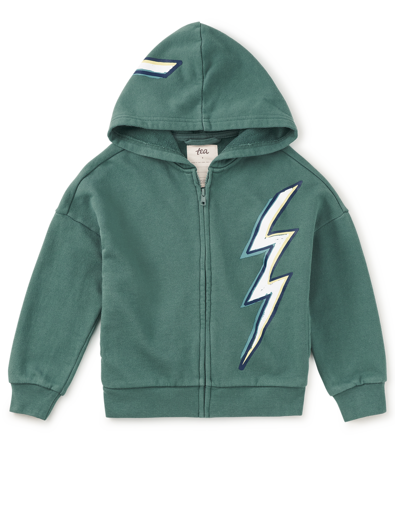 Lightning Bolt Easy Fit Hoodie in Silver Pine - View 1