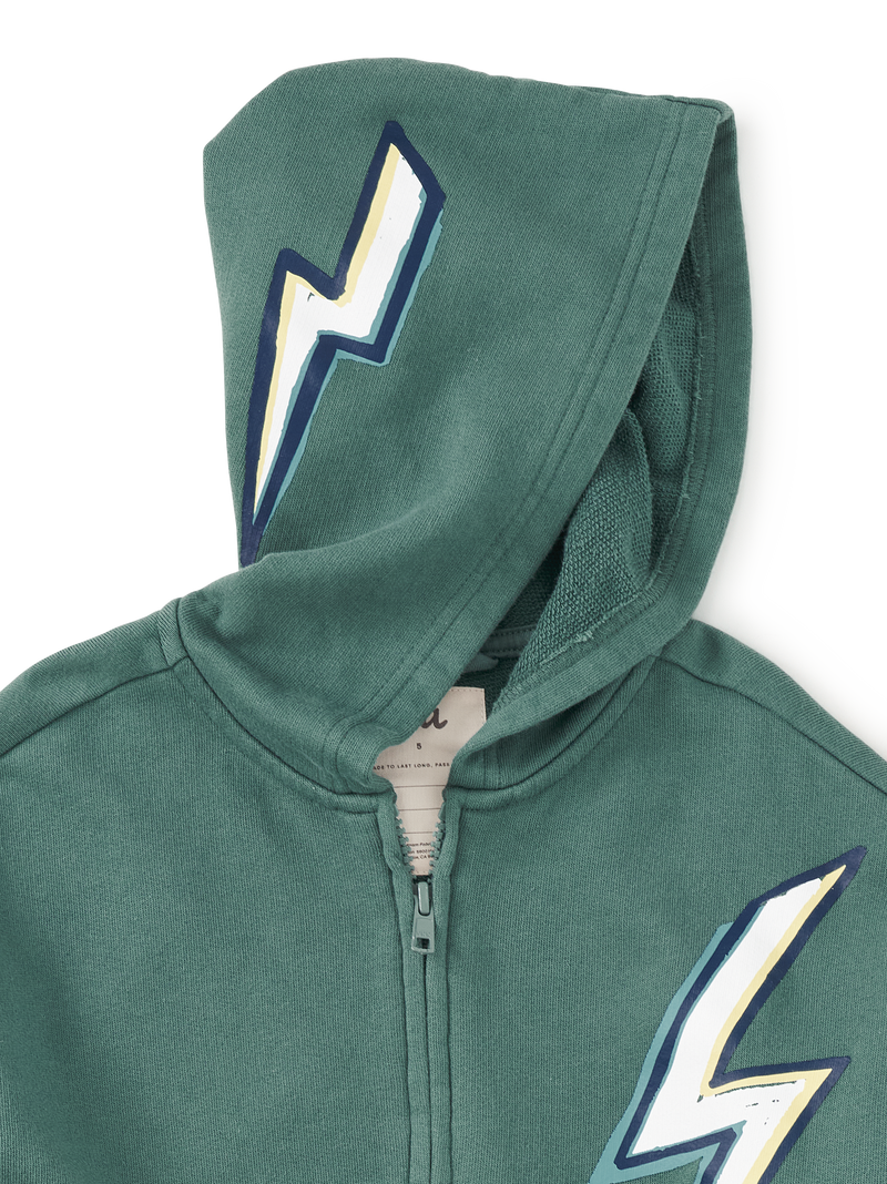 Lightning Bolt Easy Fit Hoodie in Silver Pine - View 2