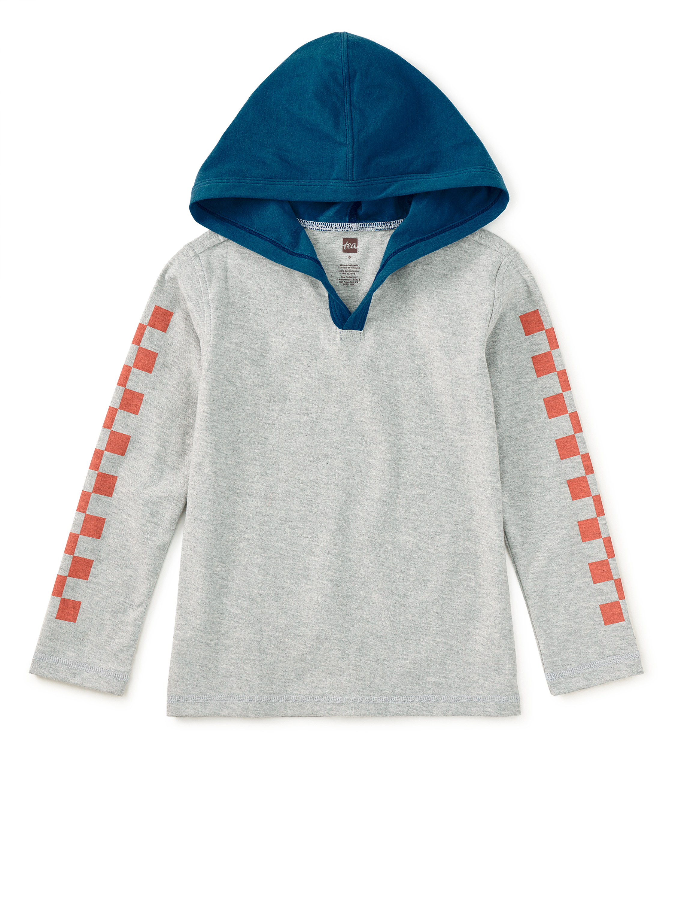 Checker Sleeves Happy Hoodie