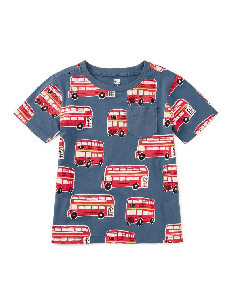 Printed Pocket Tee in Double Decker Bus - View 1