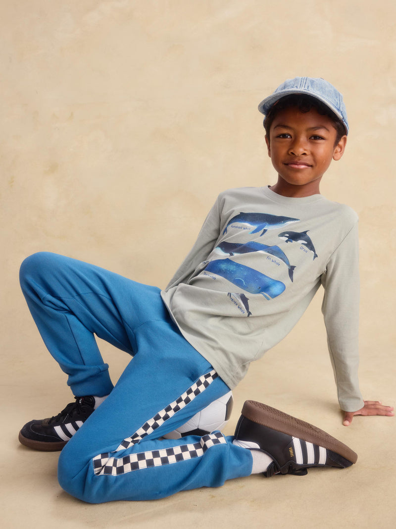 Stripe-Out Joggers in Cadet Blue - View 2