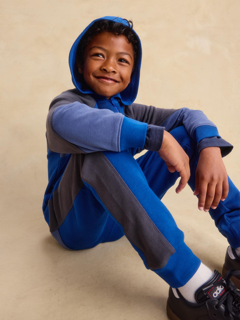 Colorblock Stripe-Out Joggers in Royal - View 2
