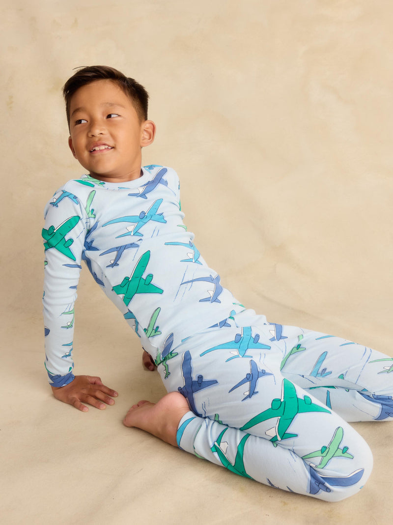 Goodnight Pajama Set in Away We Go Airplanes - View 2