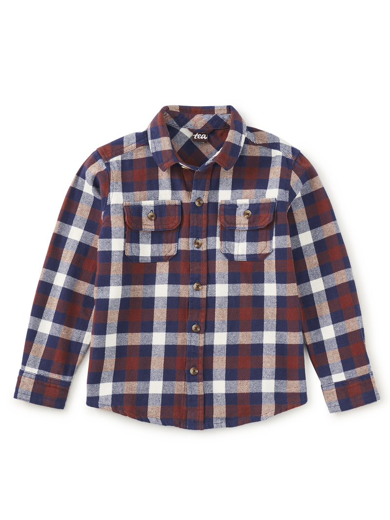 Flannel Button Up Shirt in Cottage Hearth Plaid - View 1