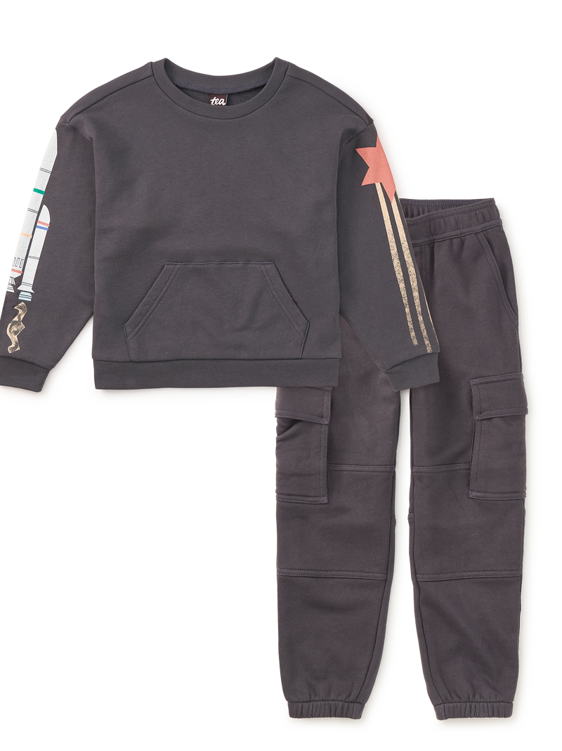 Space Age Sleeve Popover &amp; Joggers 2-Piece Set in 3-6M - View 1
