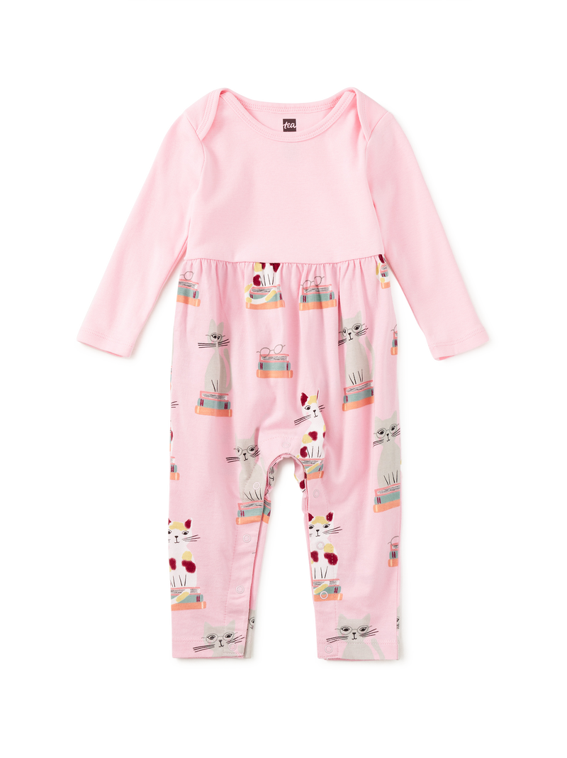 Print Mix Baby Romper in Bookshop Cat - View 1
