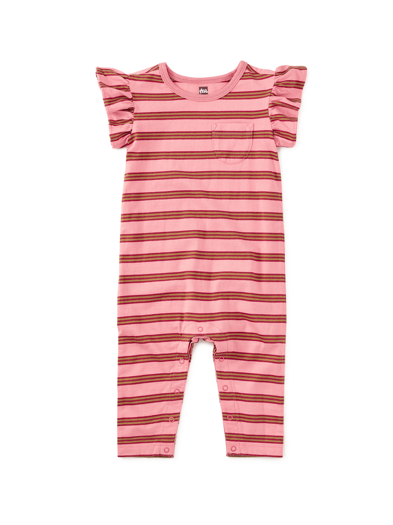 Ruffle Sleeve Baby Romper in Sachet Pink - View 1