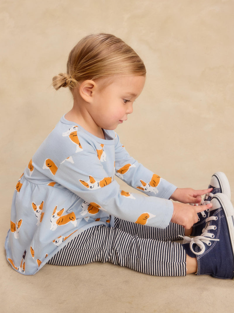 Peplum Two Piece Baby Set in Cutie Corgis - View 2