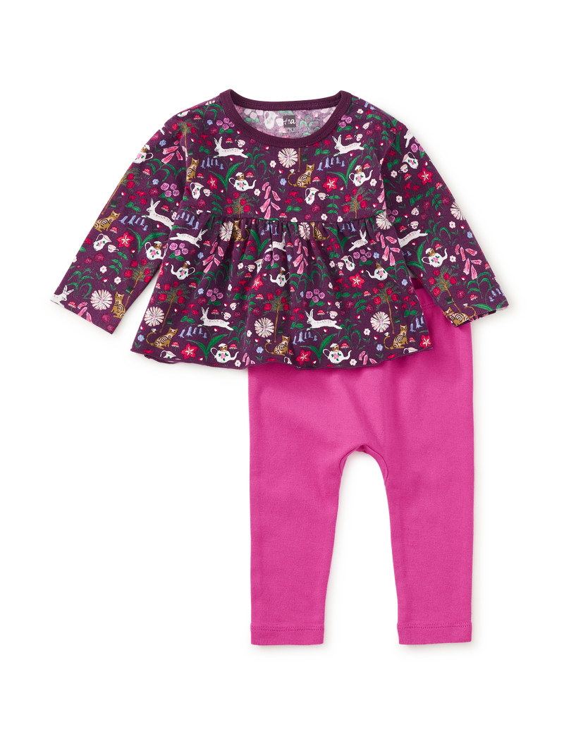 Peplum Two Piece Baby Set in Tea Party Floral - View 1
