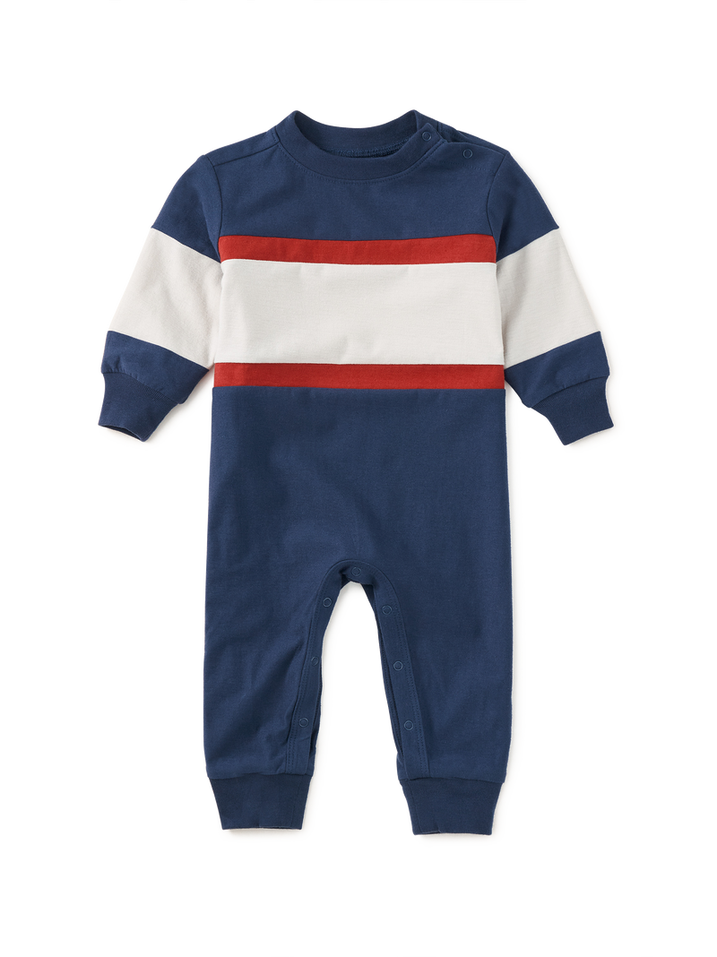 Colorblock Rugby Baby Romper in Twilight - View 1