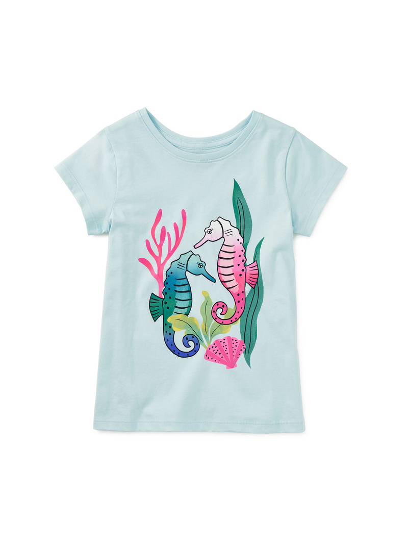 Seahorse Serenade Graphic Tee in Blue Glow - View 1