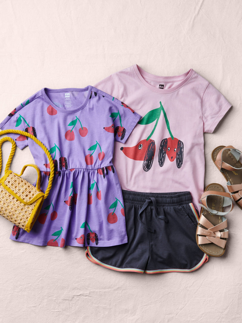 Cherry Dogs Graphic Tee in Honeysuckle Rose - View 2