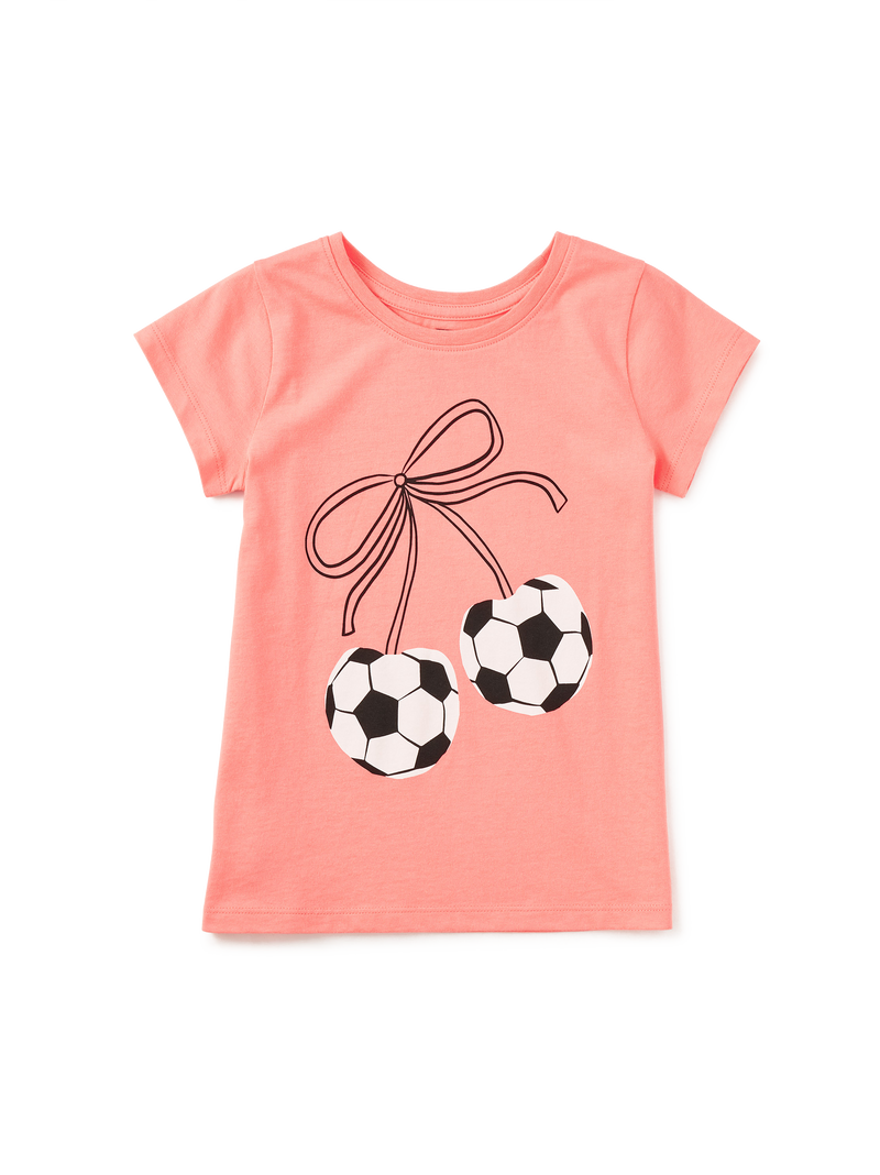 Soccer Bow Graphic Tee in Sunset Pink - View 1