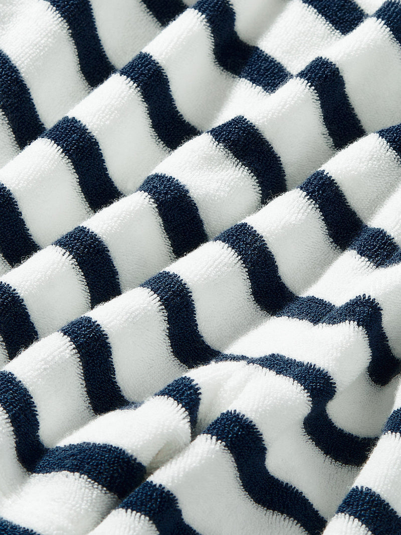Terrycloth Stripe Shorts in Naval Blue - View 2