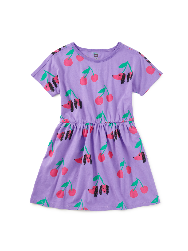 Short Sleeve Twirl Dress in Cherry Dog - View 1