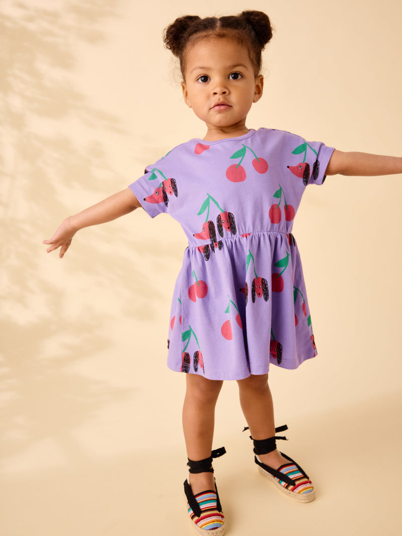 Short Sleeve Twirl Dress in Cherry Dog - View 2