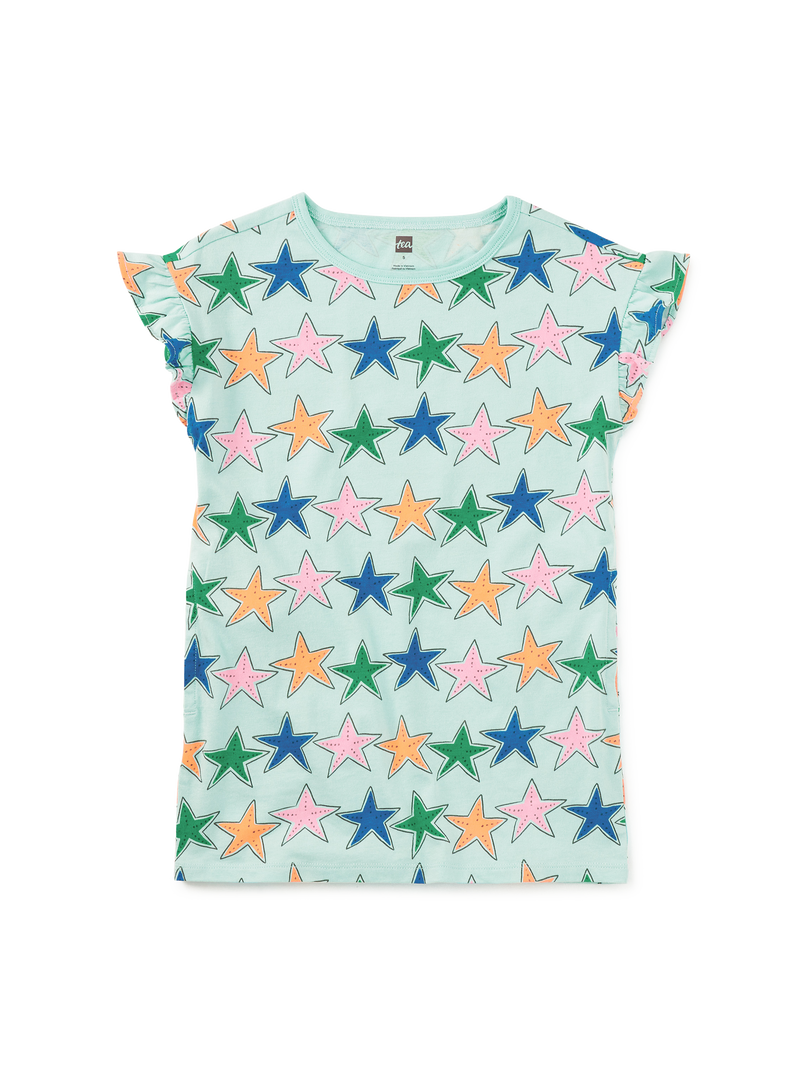 Flutter Sleeve Shift Dress in Starfish - View 1