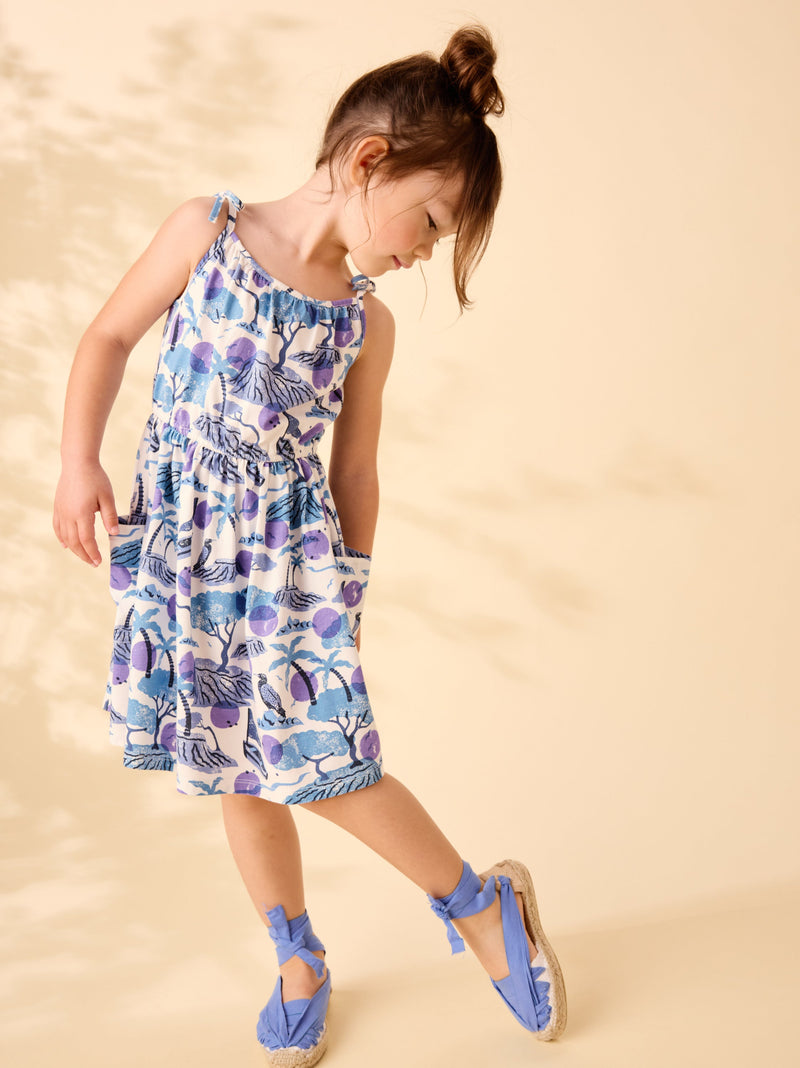 Tie Shoulder Twirl Dress in Costa Brava - View 2